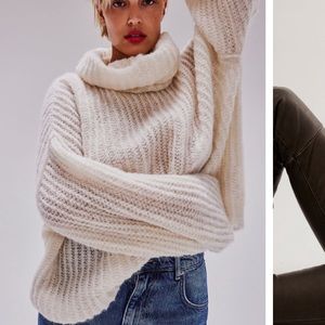 Free People Laverne Tunic Sweater in color off white with multi colors